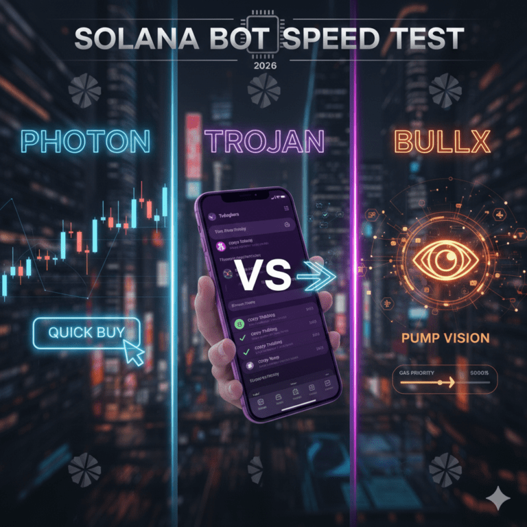 Photon vs Trojan vs BullX Solana trading bot speed test 2026