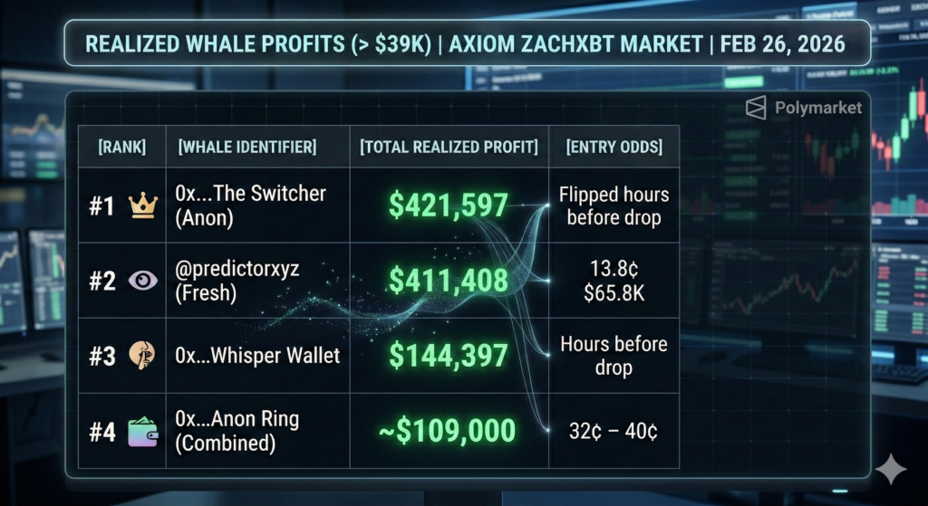 Polymarket realized profit blockchain data