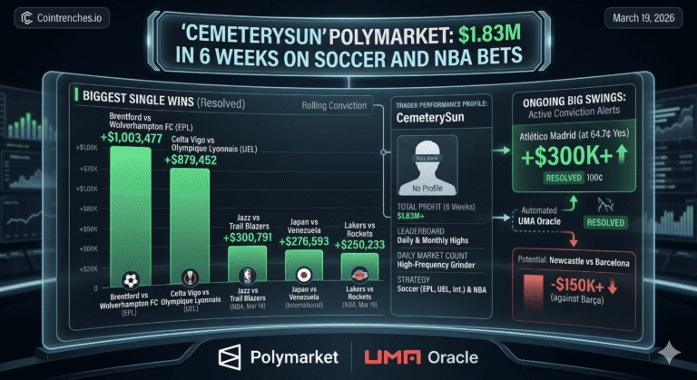 CemeterySun Polymarket: $1.83M in 6 Weeks on Soccer and NBA Bets