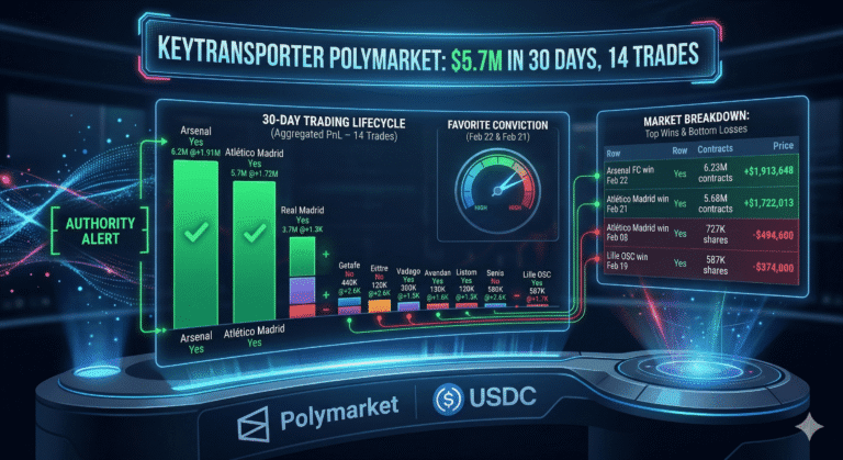 KeyTransporter Polymarket: $5.7M in 30 Days, 14 Trades