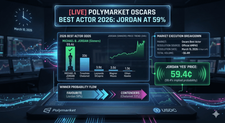 [Live] Polymarket Oscars Best Actor 2026: Jordan at 59%