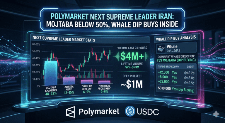 Polymarket Next Supreme Leader Iran: Mojtaba above 50%