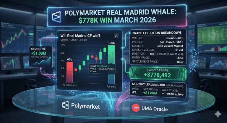 Polymarket Real Madrid Whale: $778K Win March 2026