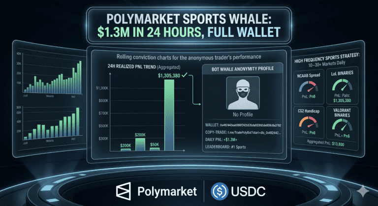 Polymarket Sports Whale: $1.3M in 24 Hours, Full Wallet