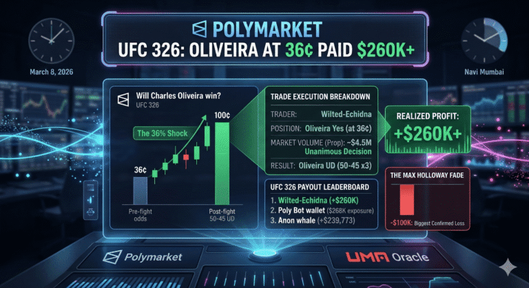 Polymarket UFC 326: Oliveira at 36¢ Paid $260K+