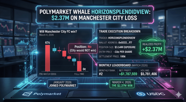 Polymarket Whale HorizonSplendidView: $2.37M on Manchester City Loss