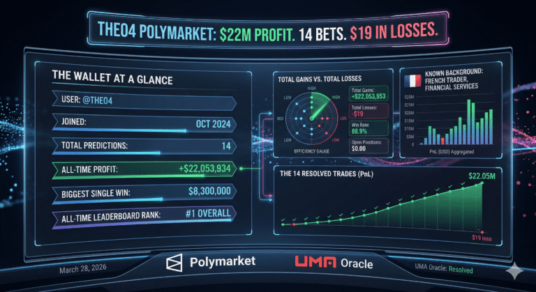 Theo4 Polymarket: $22M Profit. 14 Bets. $19 in Losses.