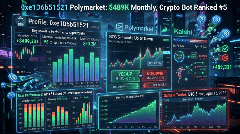 0xe1D6b51521 Polymarket: $489K Monthly, Crypto Bot Ranked #5