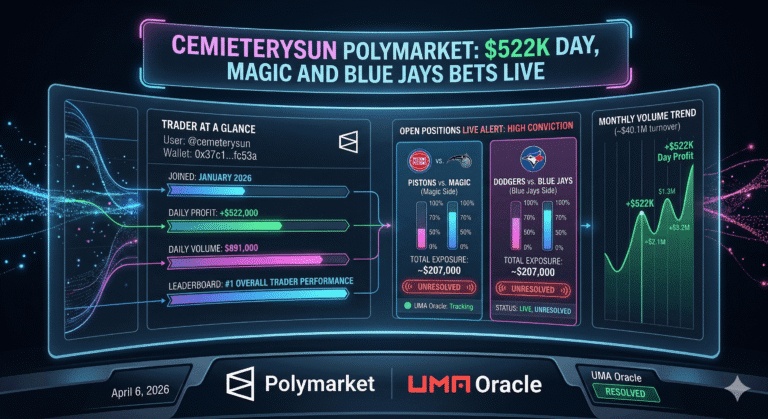 CemeterySun Polymarket: $522K Day, Magic and Blue Jays Bets Live