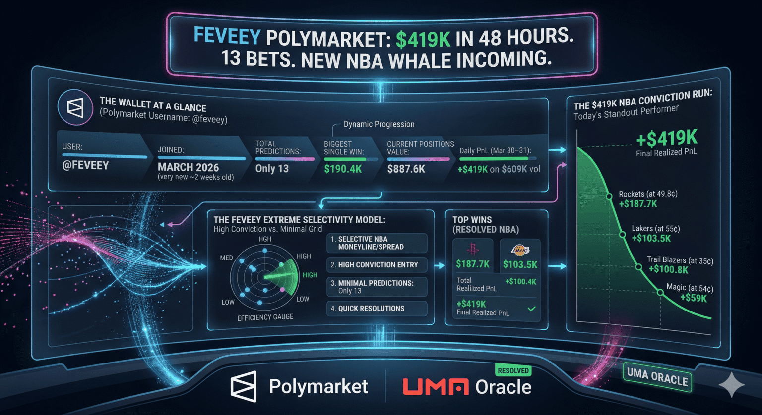 Feveey Polymarket: $419K in 48 Hours. 13 Bets. New NBA Whale Incoming ...