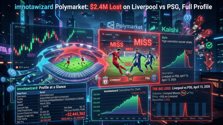 imnotawizard Polymarket: $2.4M Lost on Liverpool vs PSG, Full Profile
