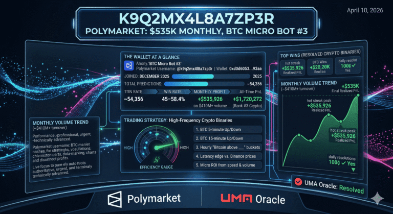 k9Q2mX4L8A7ZP3R Polymarket: $535K Monthly, BTC Micro Bot #3