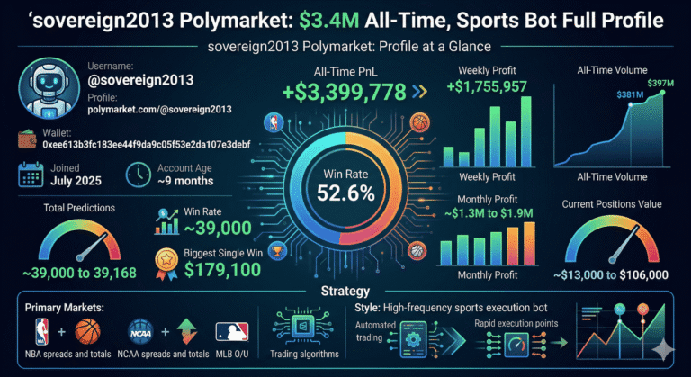 sovereign2013 Polymarket: $3.4M All-Time, Sports Bot Full Profile