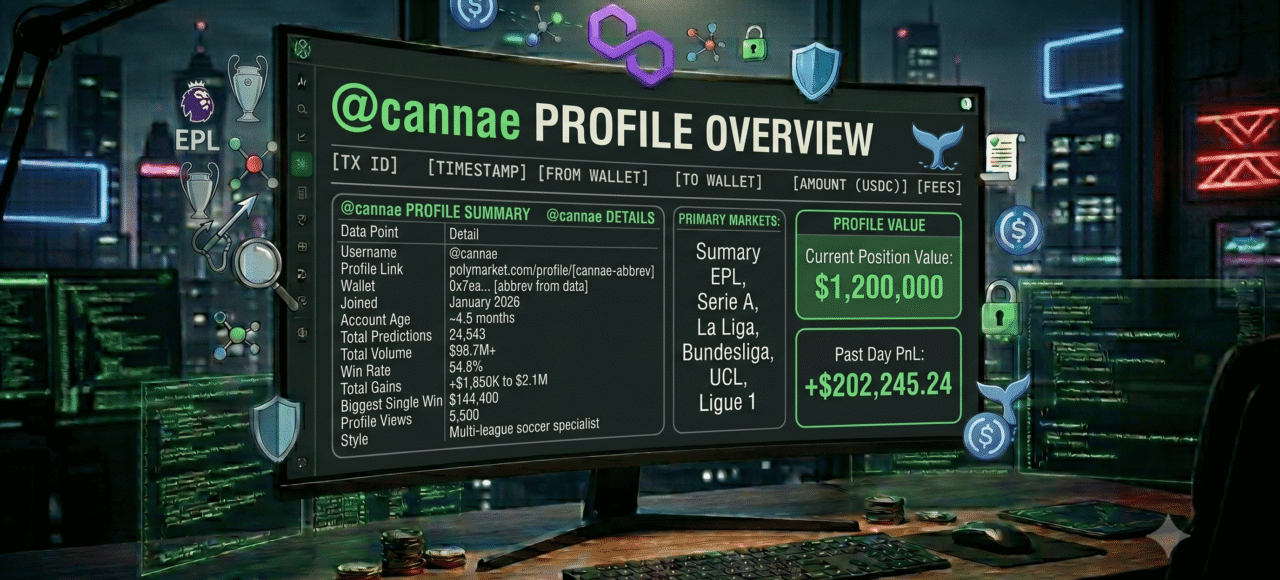 Cannae Polymarket: $1.9M All-Time, $1.2M Open, Soccer Whale