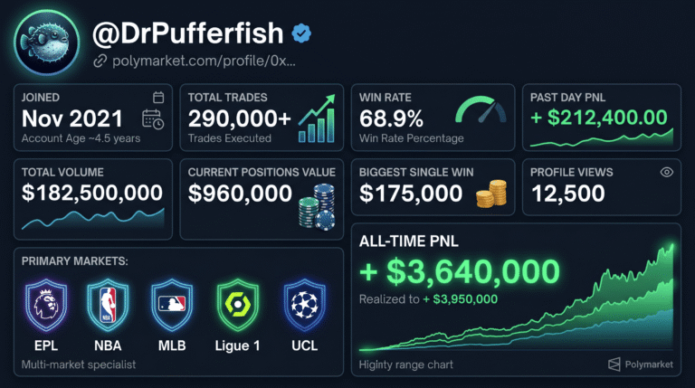 DrPufferfish Polymarket: $3.6M All-Time, 290K Trades, Full Profile