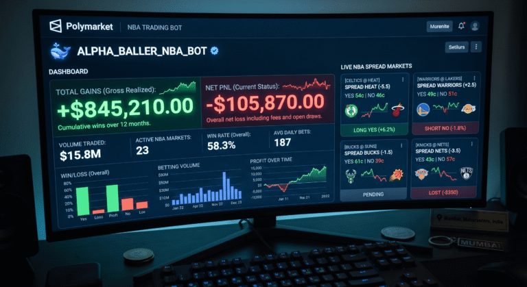 0x492442 Polymarket: $96M Gains, -$11M Net, NBA Bot Full Profile