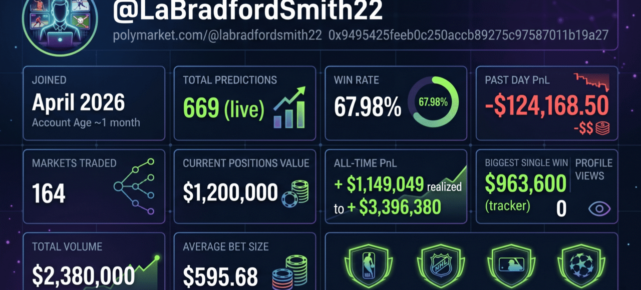 LaBradfordSmith22 Polymarket: $3.4M All-Time, Full Updated Profile