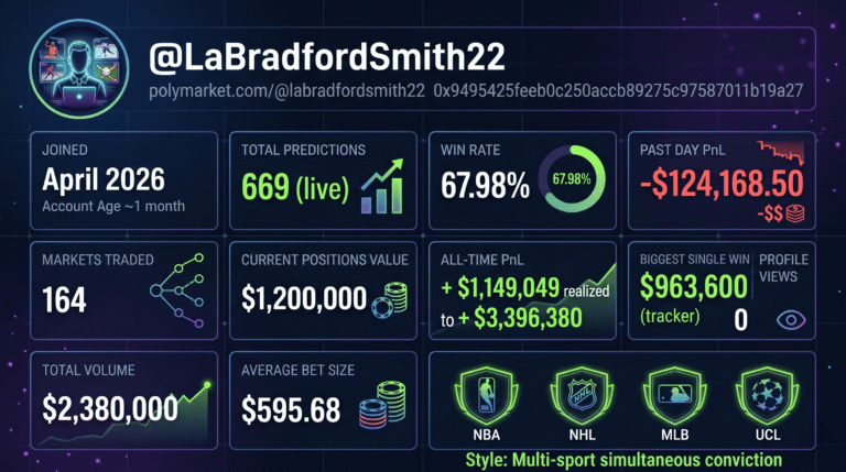 LaBradfordSmith22 Polymarket: $3.4M All-Time, Full Updated Profile