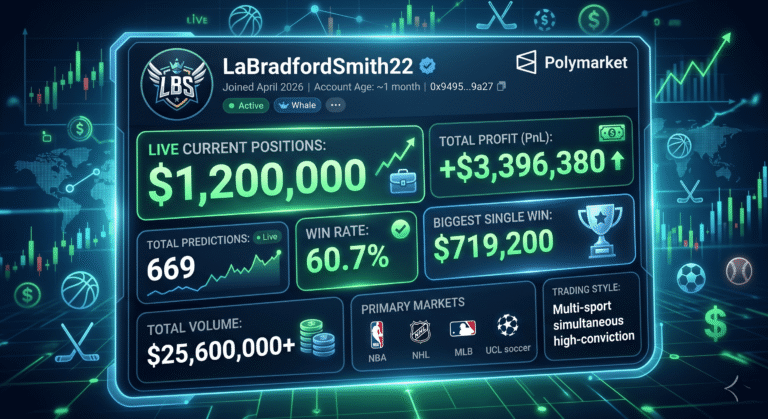 LaBradfordSmith22 Polymarket: $3.4M All-Time, NBA Soccer Whale