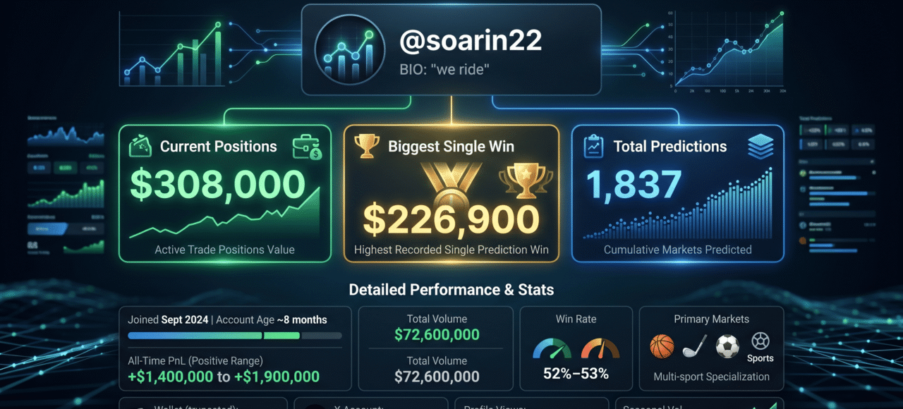 Soarin22 Polymarket: $1.4M All-Time, OKC Thunder and PGA Whale