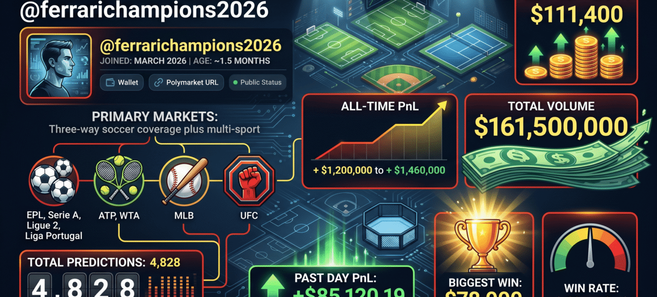 ferrarichampions2026 Polymarket: $1.4M, Three-Way Soccer Coverage