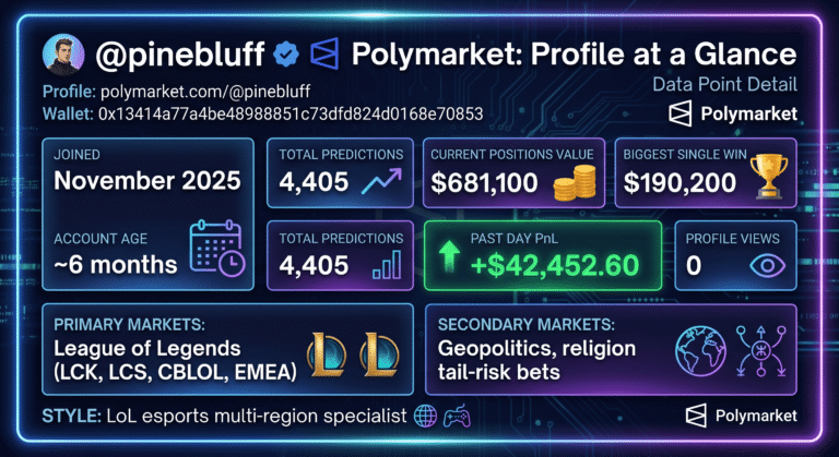 pinebluff Polymarket: $681K Open, League of Legends Esports Whale