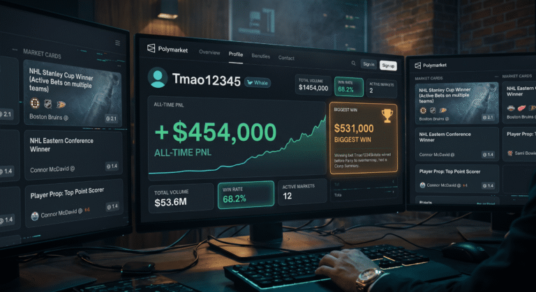 Tmao12345 Polymarket: $531K Biggest Win, NHL Sports Whale Profile